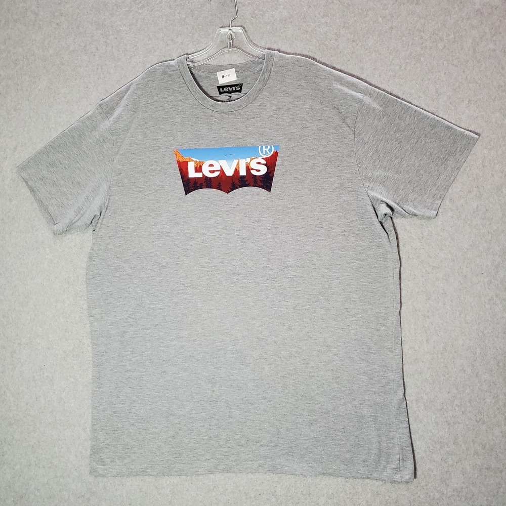 Levi's Men Shirt 2XL Gray‎ Mountain Outdoor Logo Graphic Print Short Sleeve Tee